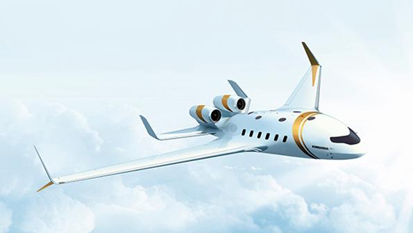 Bombardier EcoJet concept in flight