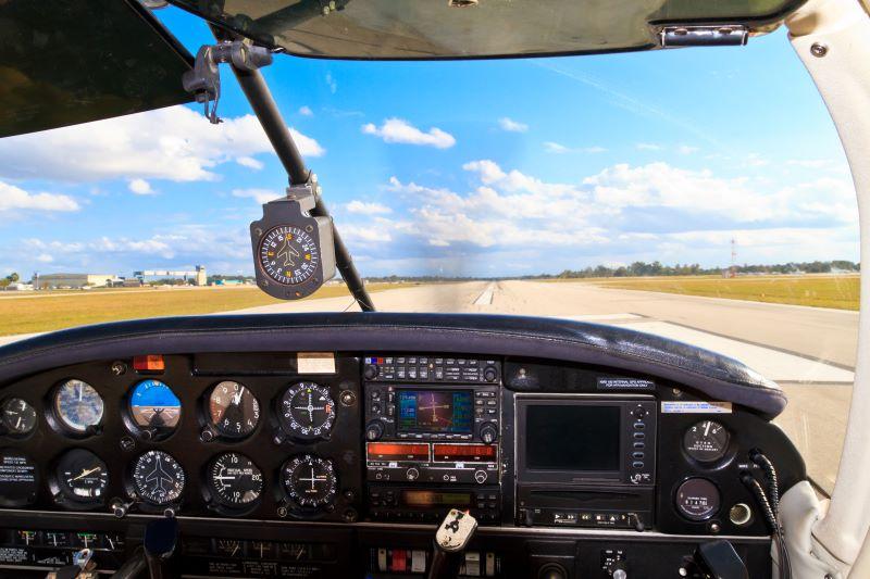 cockpit view of small airplane