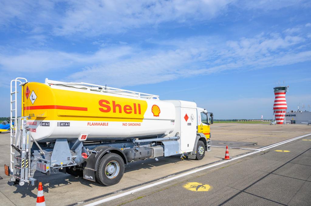 Shell Aviation fuel truck on tarmac
