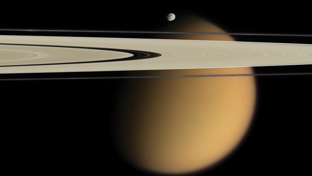 Saturn’s moon Epimetheus and Titan