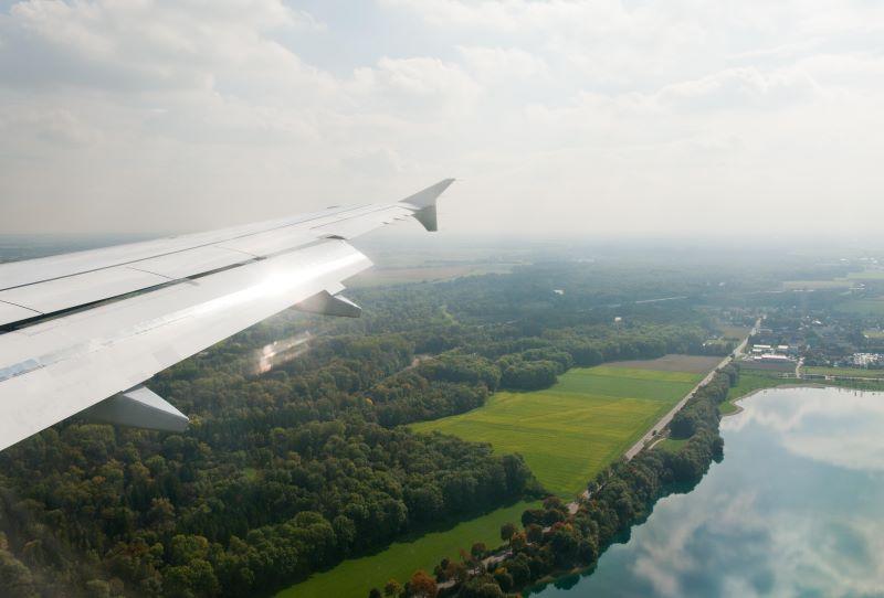 wing over Frankfurt, Germany