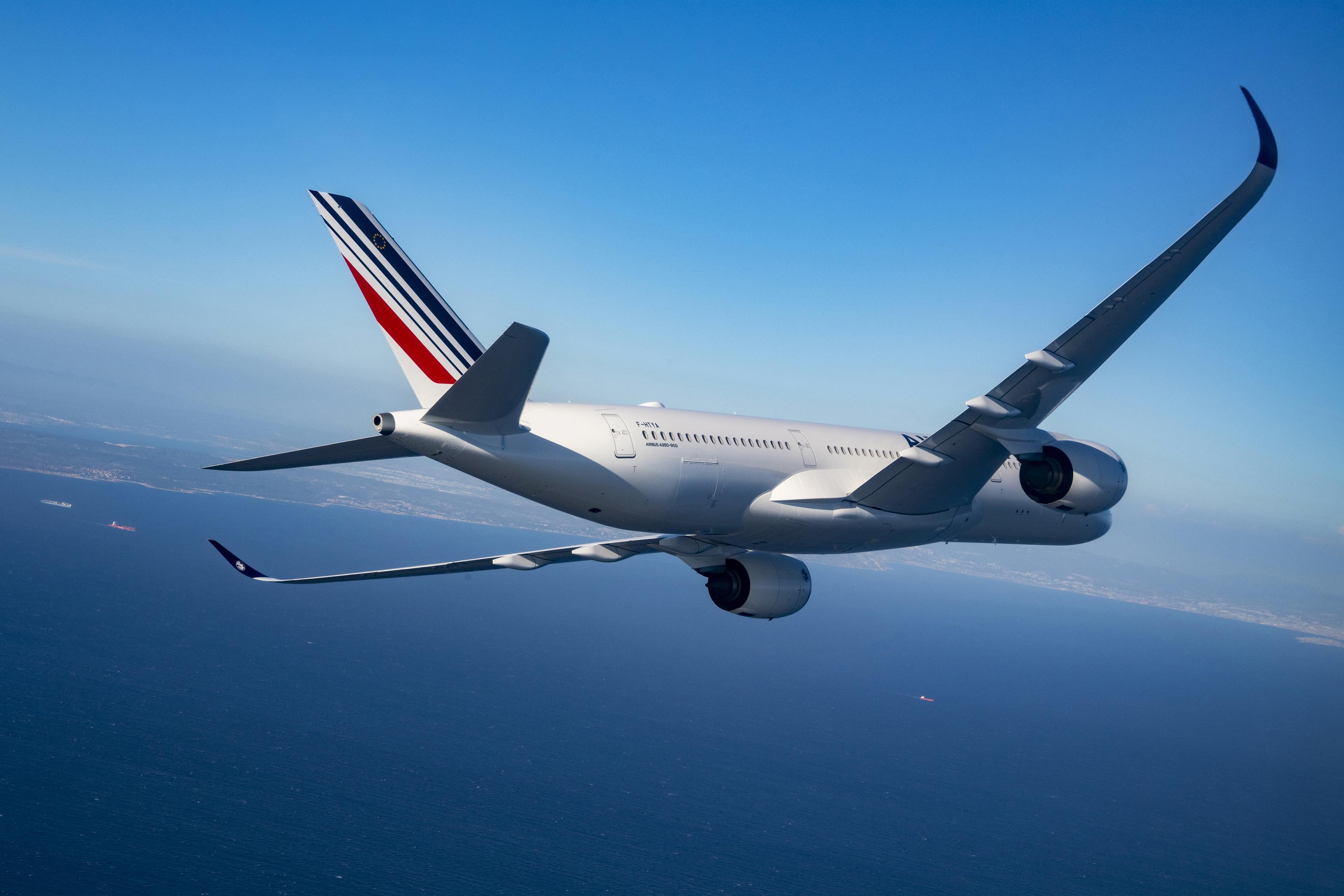 Air France A350-900 over water