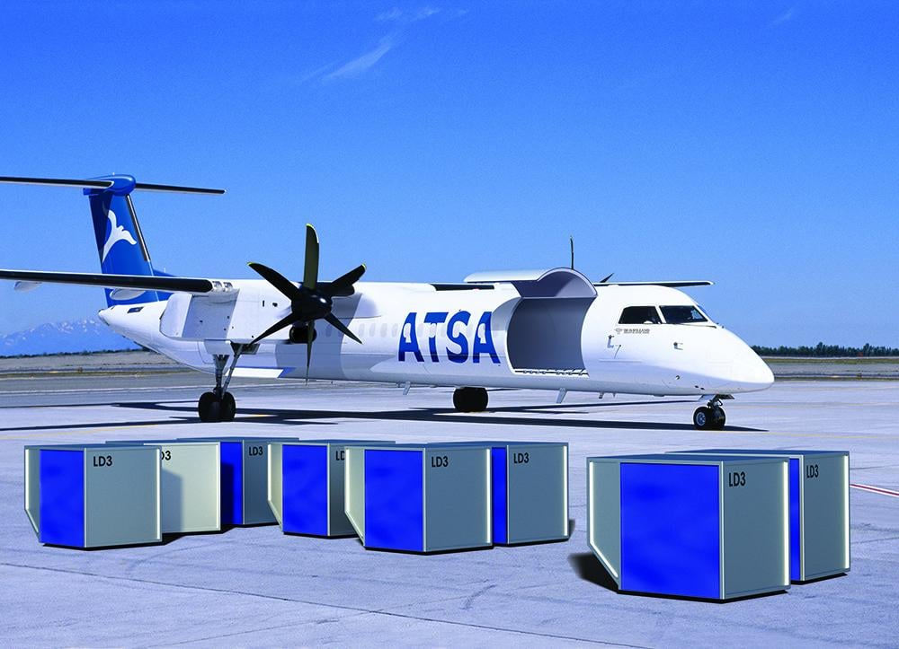 Dash 8-400 F-LCD conversion mock-up with ATSA livery