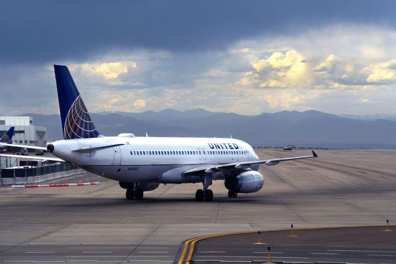United Airlines jet at Denver International Airport
