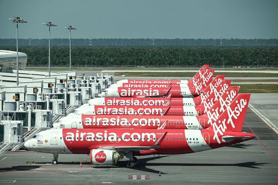 AirAsia aircraft at Kuala Lumpur International Airport in Malaysia