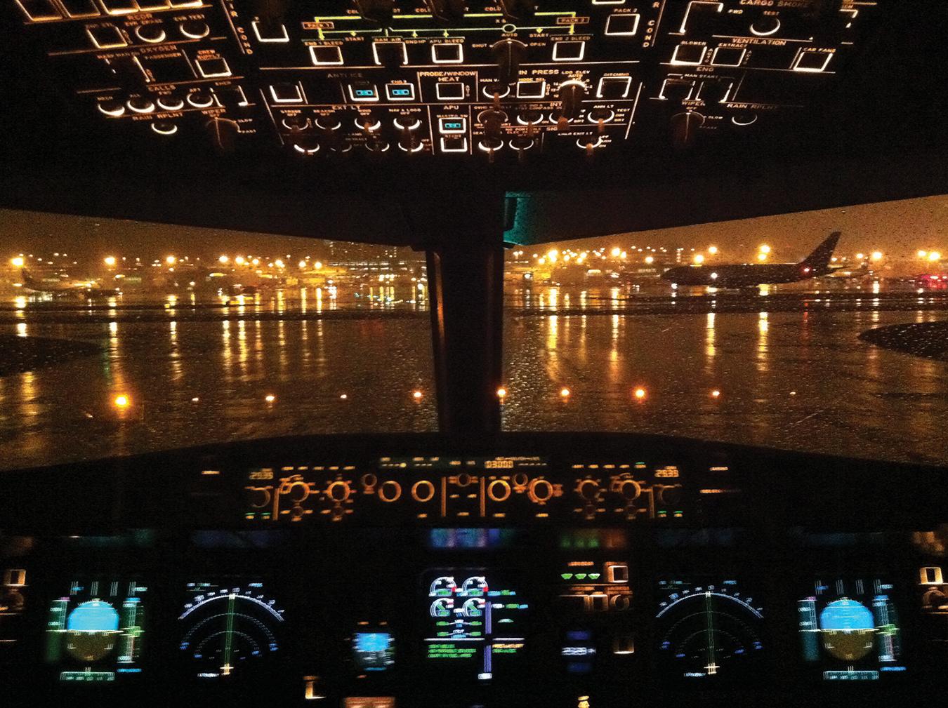 view of runway from a cockpit