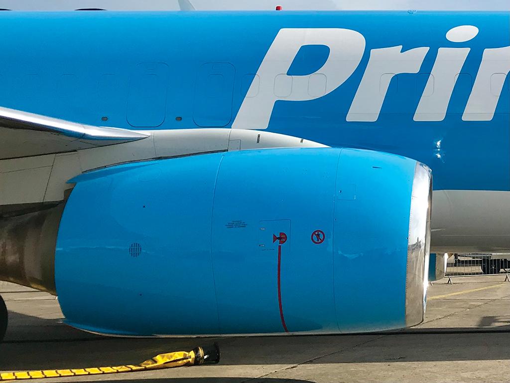 engine on Prime Air Boeing 737 aircraft 