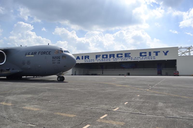A U.S. Air Force C-17 at Clark Air Base, Philippines
