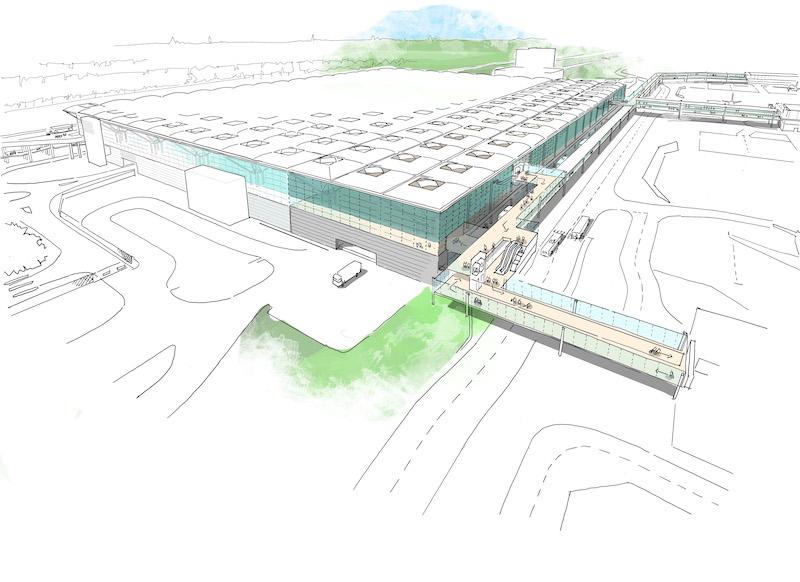 Artist's impression of proposed extension to London Stansted's terminal building