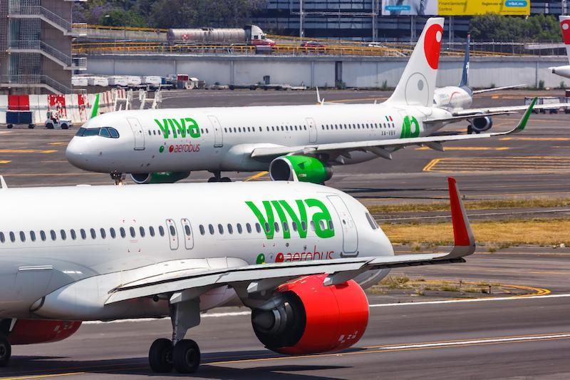 viva aerobus jets at Mexico City airport tarmac