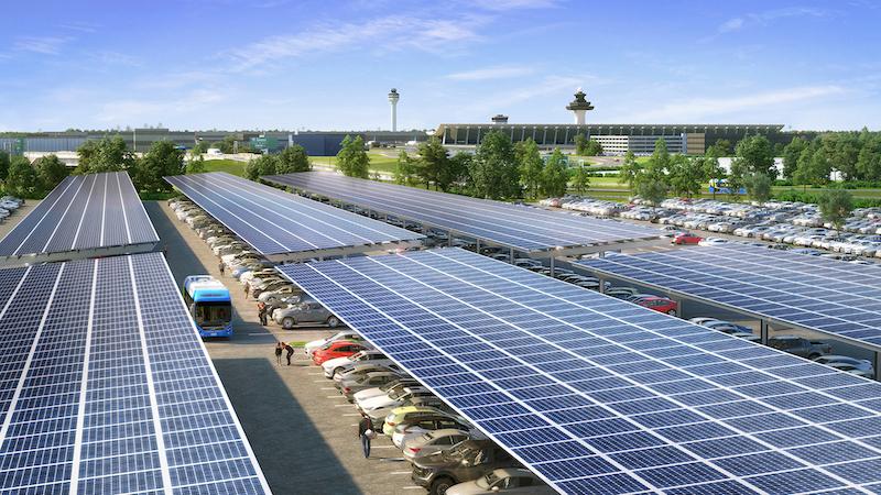 Artist's rendering of Dulles solar project