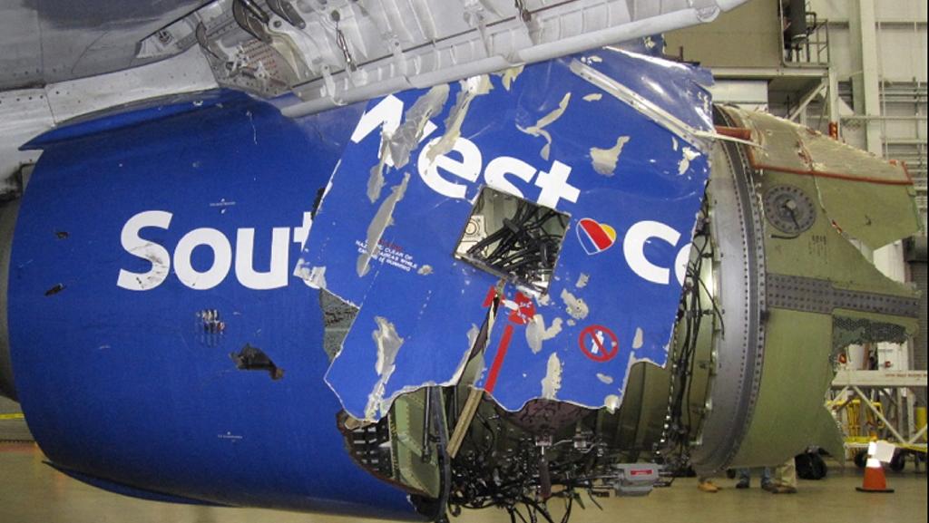 Damaged Southwest Airlines 737-700 nacelle
