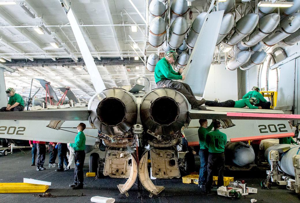 U.S.. Navy F/A-18 engine maintenance