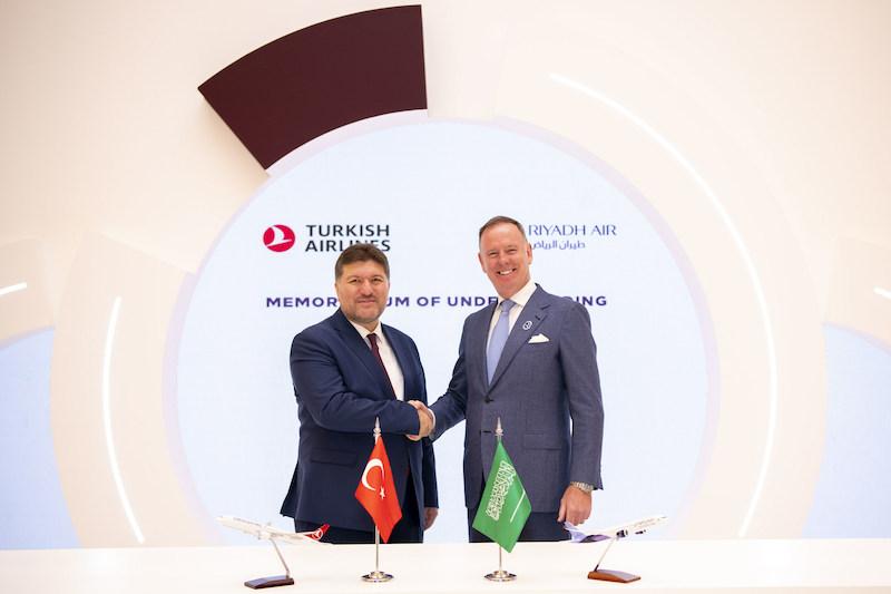 Turkish Airlines Chief Investment and Technology Officer Levent Konukcu and Riyadh Air CEO Tony Douglas