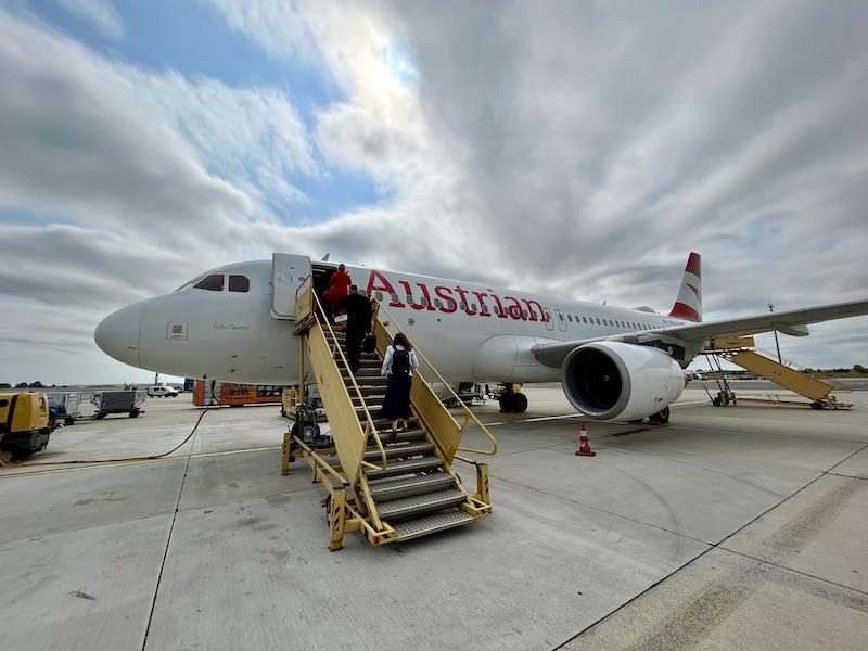 austrian airlines jet on tarmac