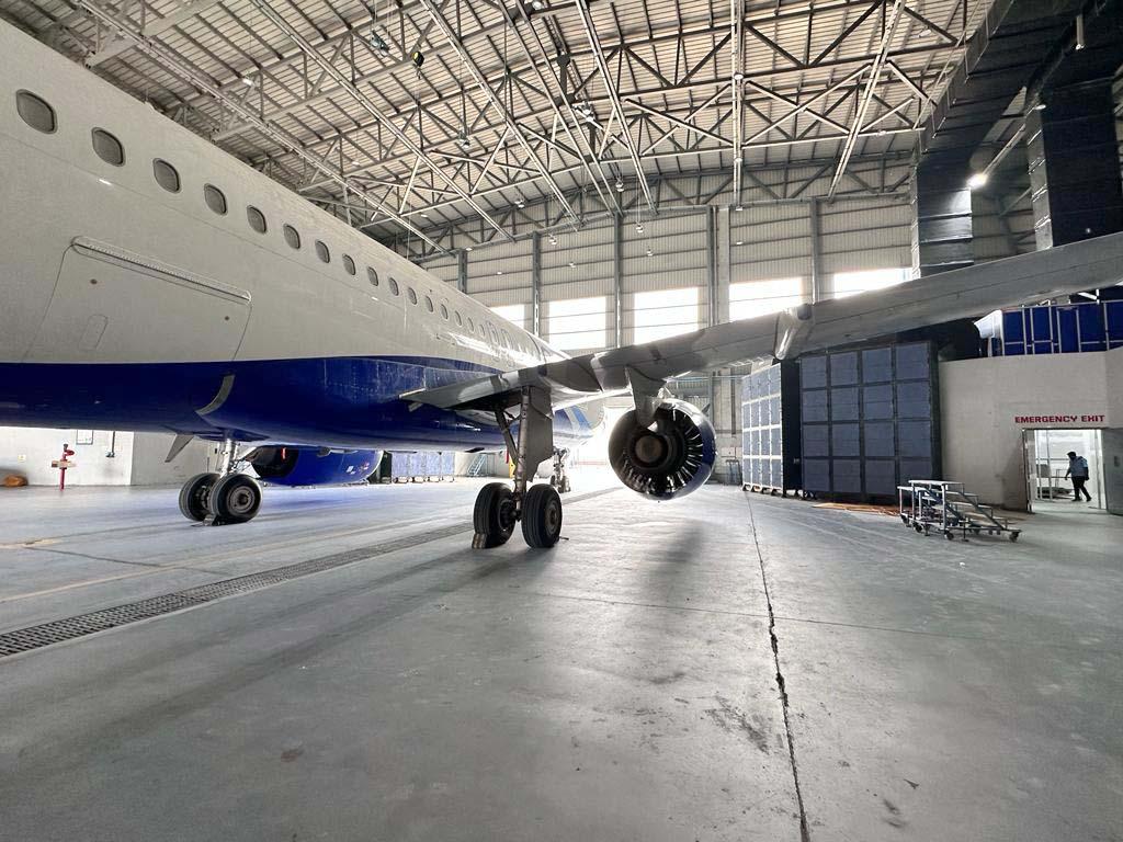 Aircraft in hangar