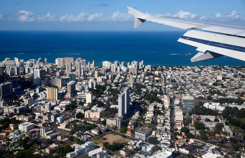 view from airplane over San Juan Puerto Rico 
