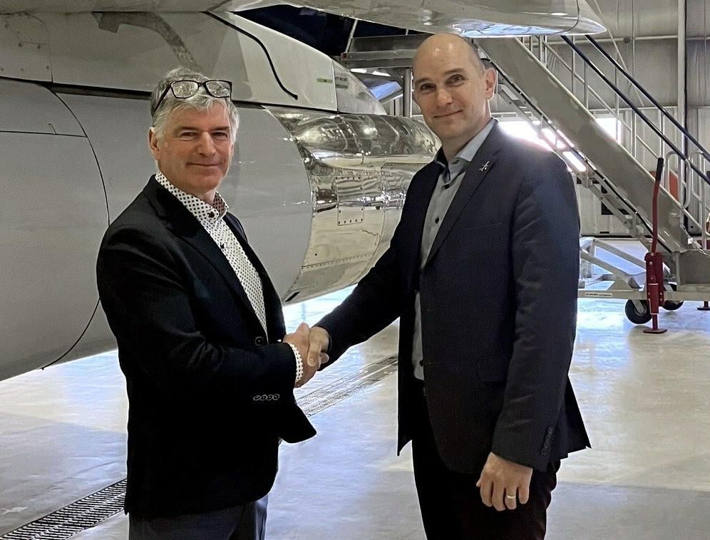 Gilles Valiquette, president and director of maintenance at Techni-Air 2000 (left) and David Thibes, vice president and COO of Argo MRT Americas (right)