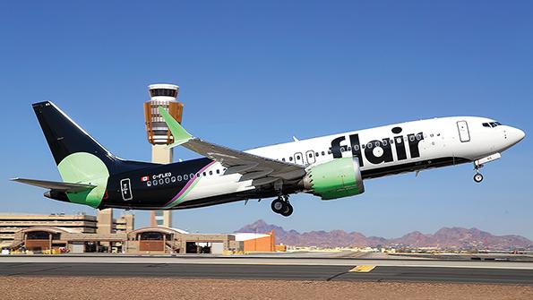 Flair Airlines aircraft taking off