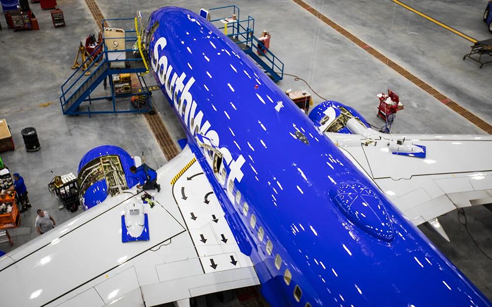 Southwest Airlines Boeing 737 in hangar