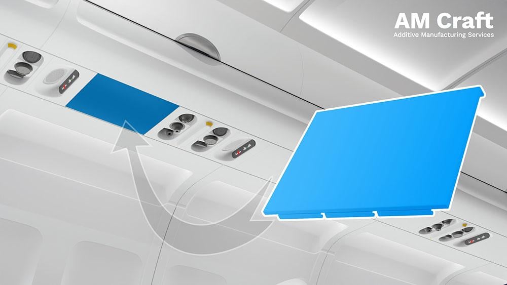 Rendering of AM Craft's blanking panels in the passenger service unit