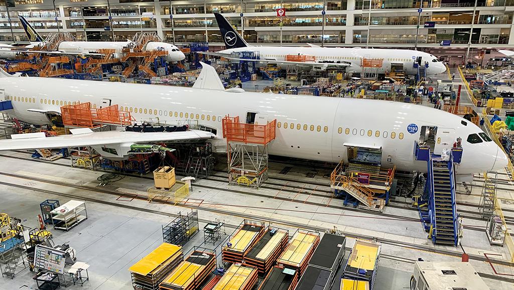 Boeing fuselage in factory