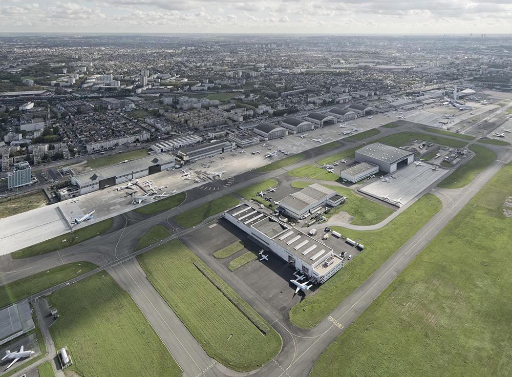Overhead view of Paris Le Bourget airport