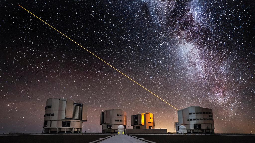 Concept art of laser on starry sky