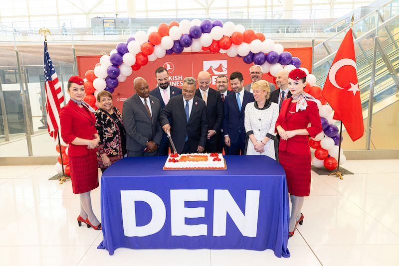 Denver International Airport Turkish airlines cake cutting ceremony