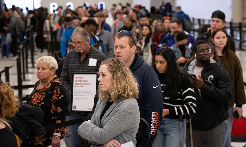 passengers in TSA queue chicago