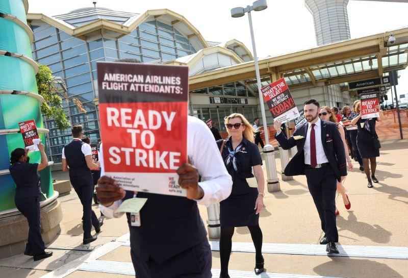 A flight attendants protest