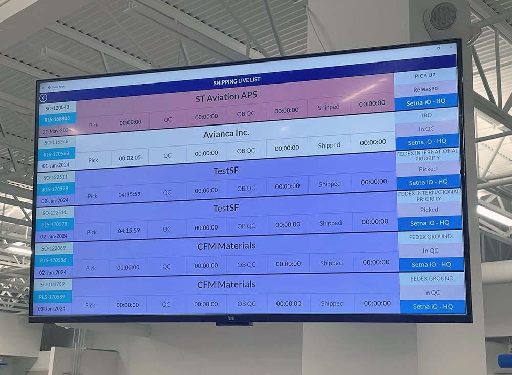 Screen showing shipping information