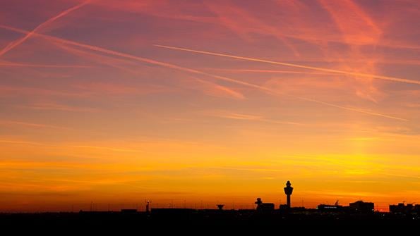 sunset skyscape over airport