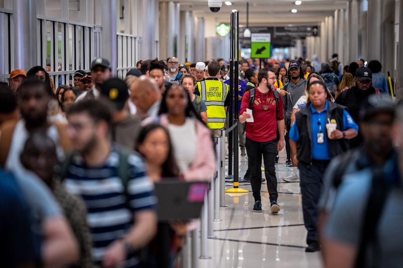 passengers in TSA screening at Atlanta airport