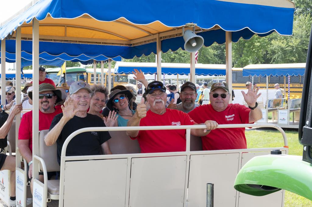 AirVenture visitors ride tram