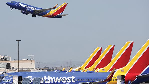 Southwest aircraft in airport