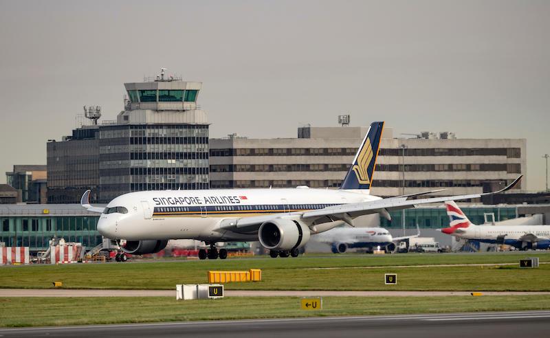 SIA A350 at Manchester Airport