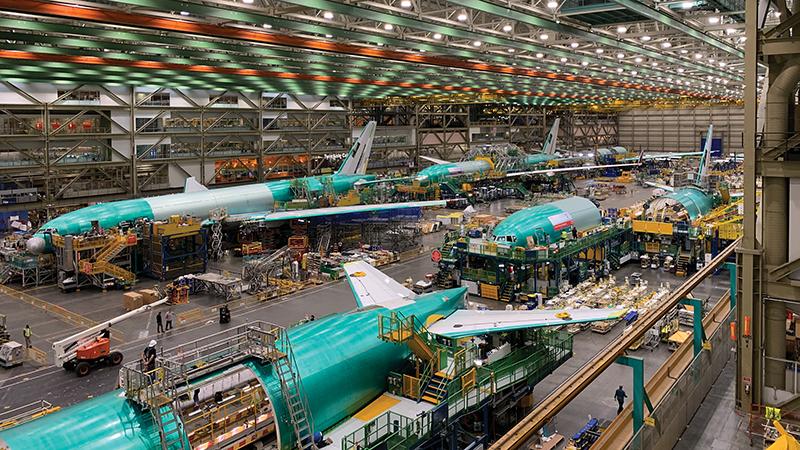 Boeing fuselage in factory