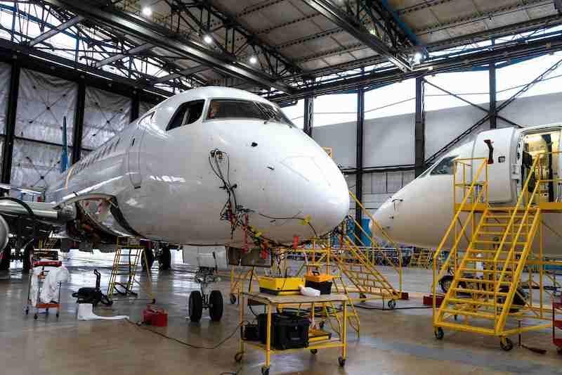 plane in hangar