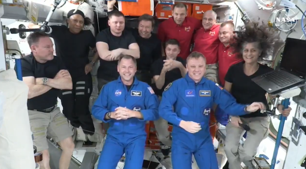 Space station crew members