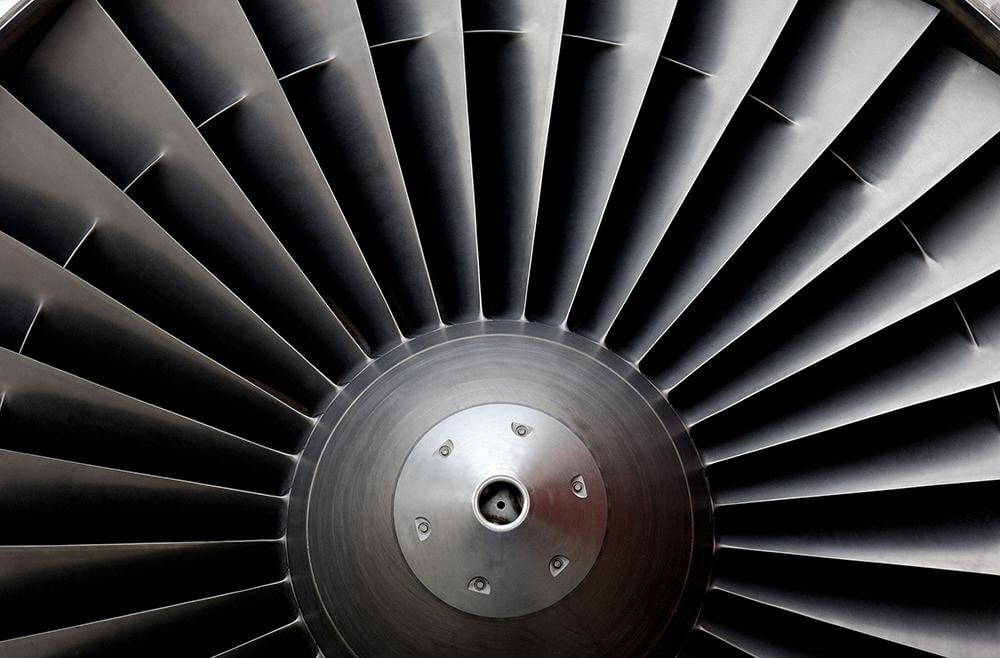 Closeup of aircraft engine