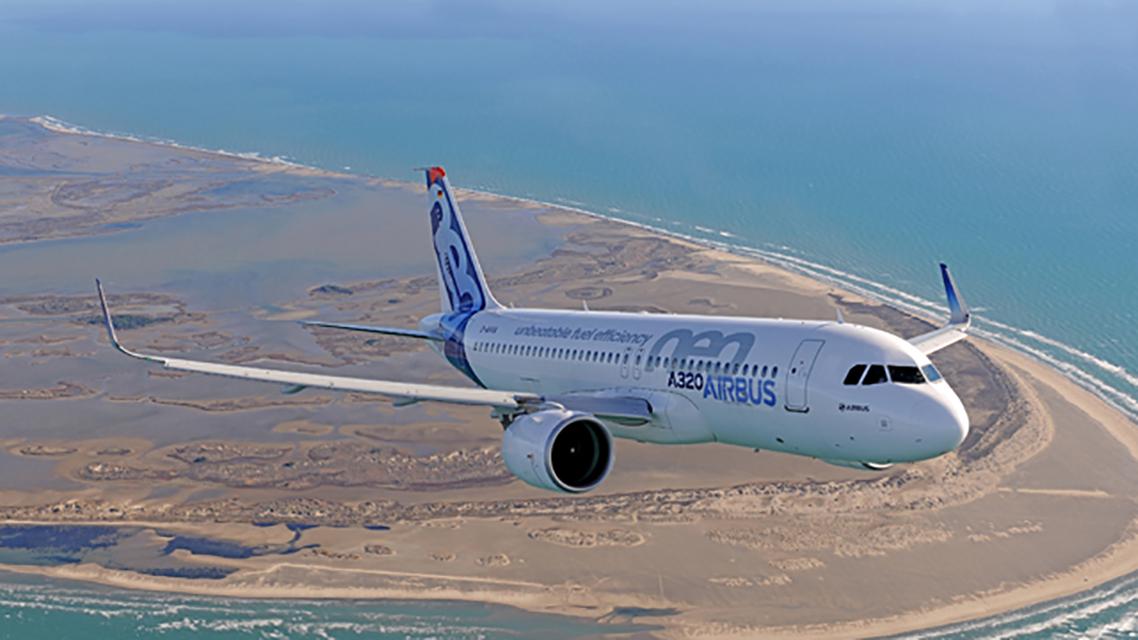 Airbus A320neo over desert