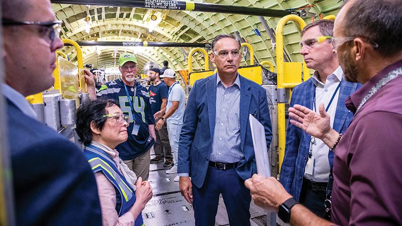 Boeing CEO Kelly Ortberg visits factory in Everett, Washington