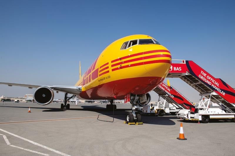 DHL displayed a Boeing 767-300F freighter in the static part at the Bahrain Airshow