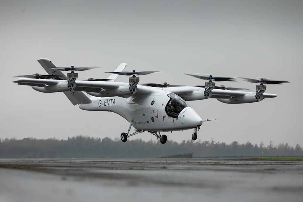 eVTOL aircraft in flight
