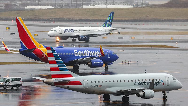 JetBlue, Southwest and American Eagle aircraft