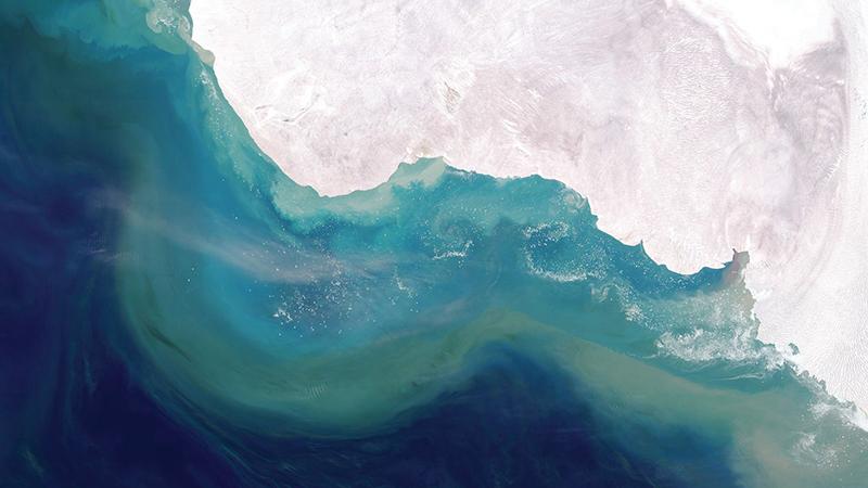 aerial view of Artic ice shelf