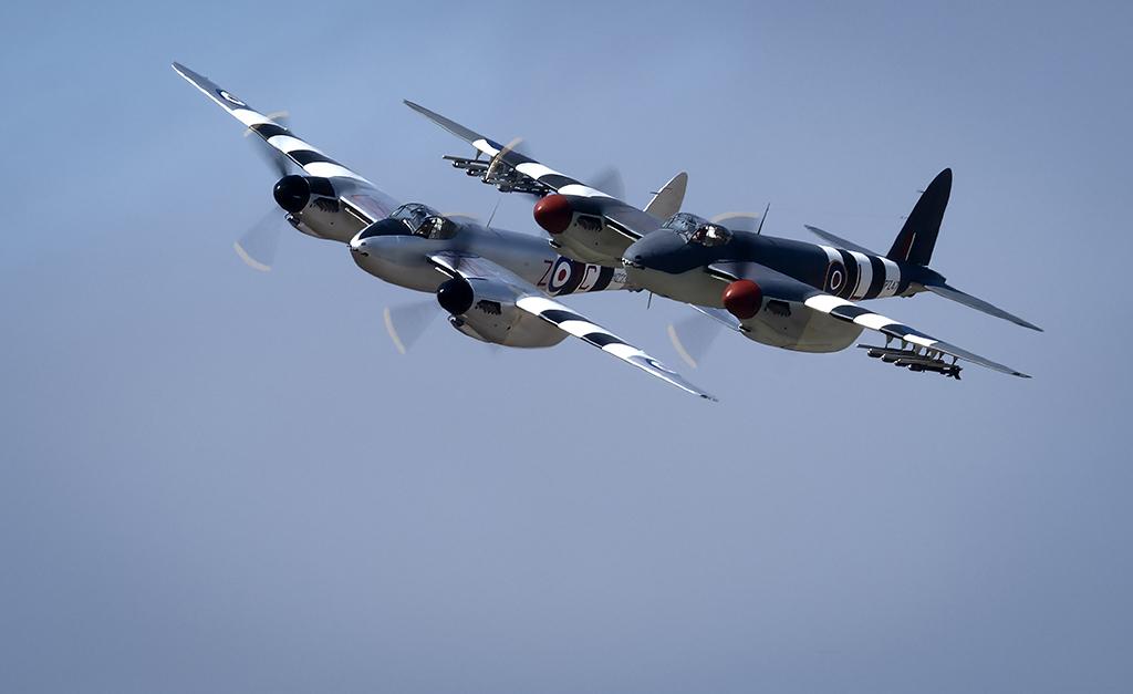 Two de Havilland DH.98 Mosquitos flying in formation