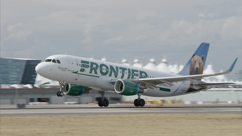 frontier jet taking off