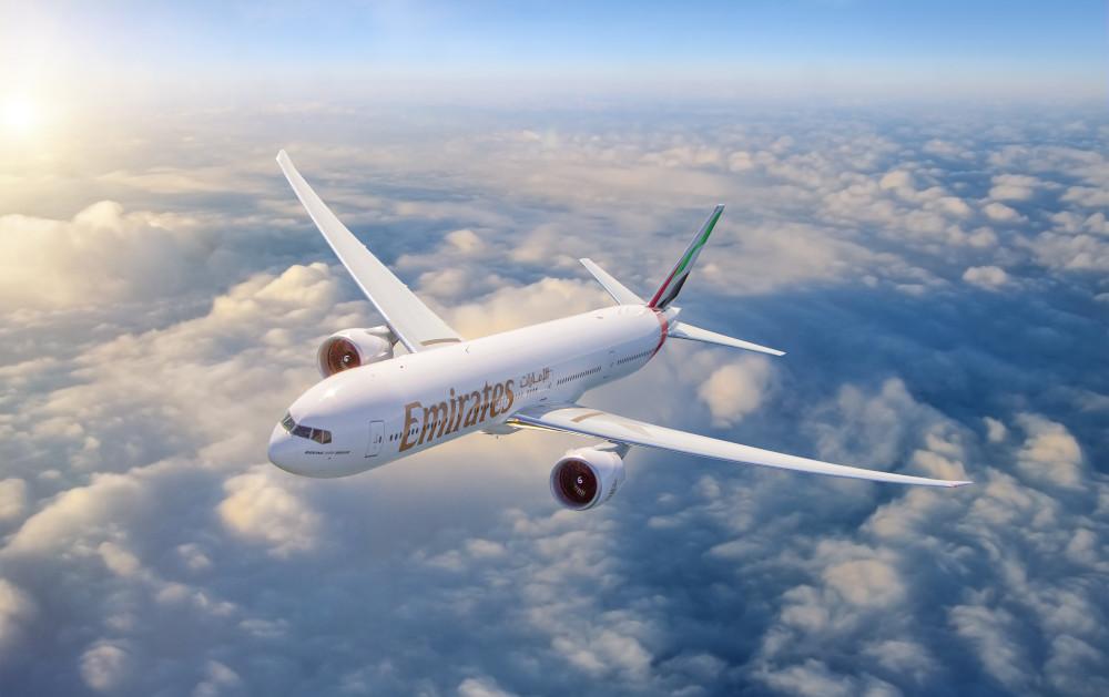Emirates Boeing 777 flying